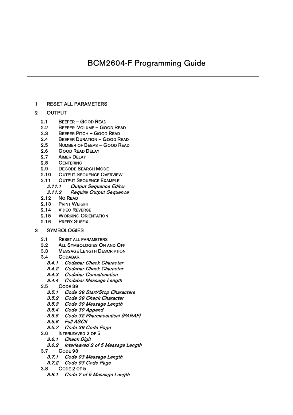Bcm2604-f programming guide | Baracoda BCM 2604 User Manual | Page 3 / 49
