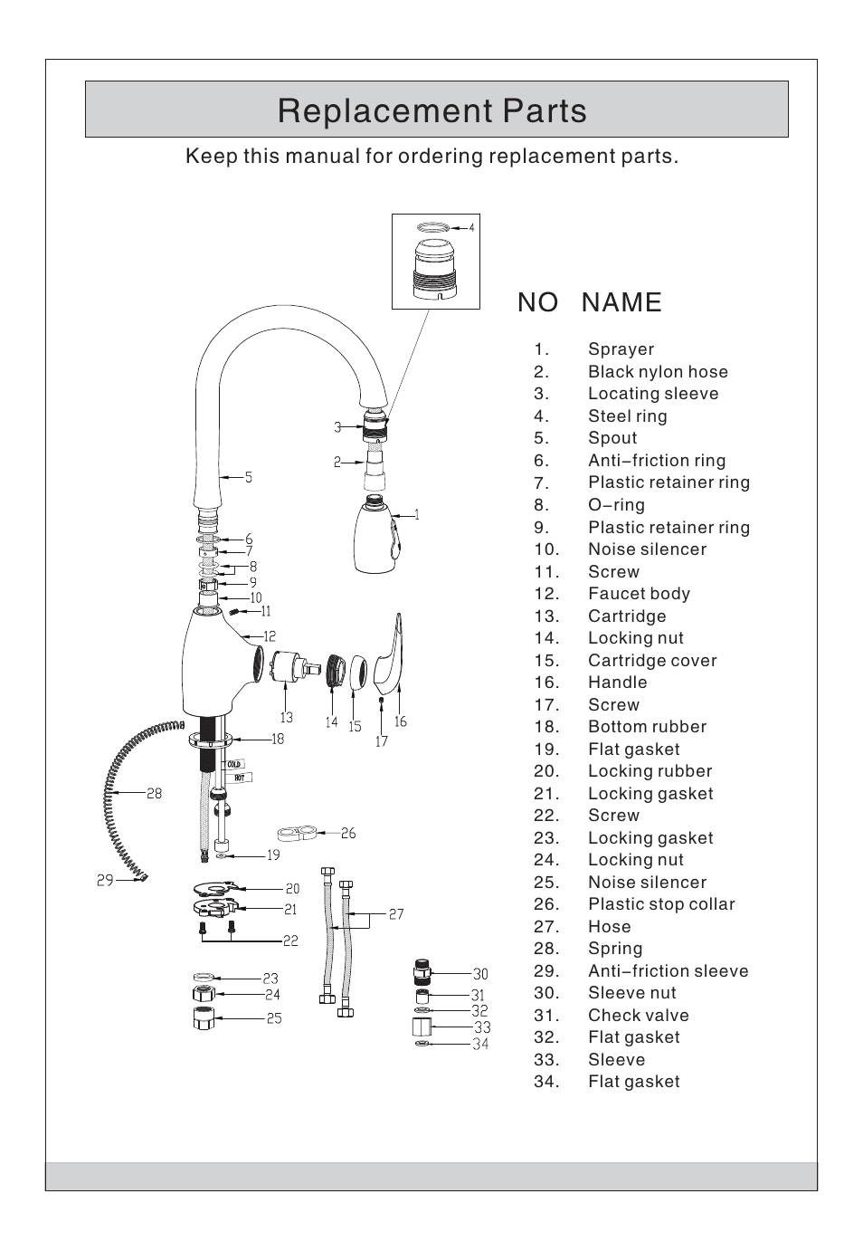 Replacement parts, No name | Kraus KHU123-32-KPF2170-SD20 User Manual | Page 2 / 6