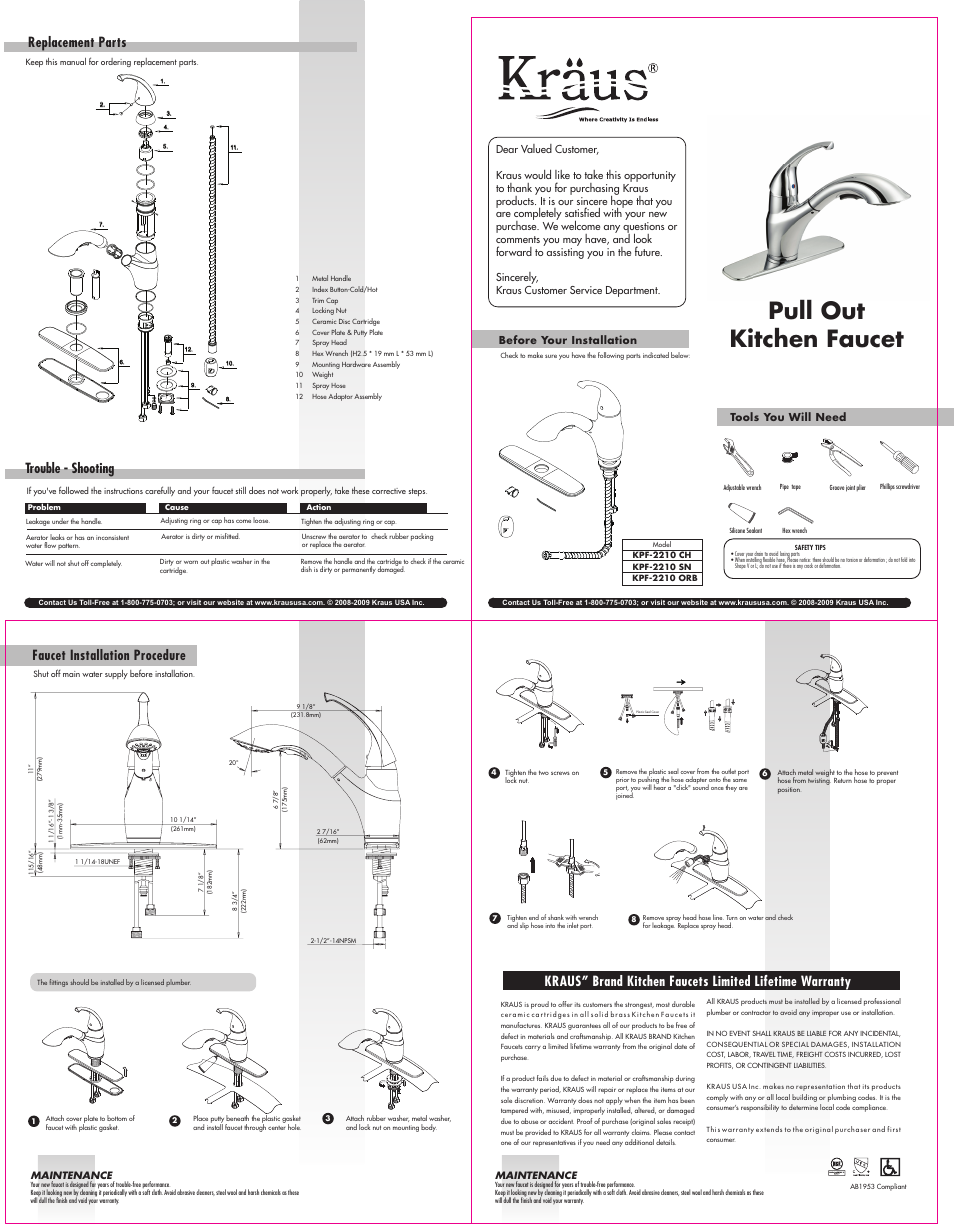 Kraus KHU123-32-KPF2210-KSD30 User Manual | 1 page