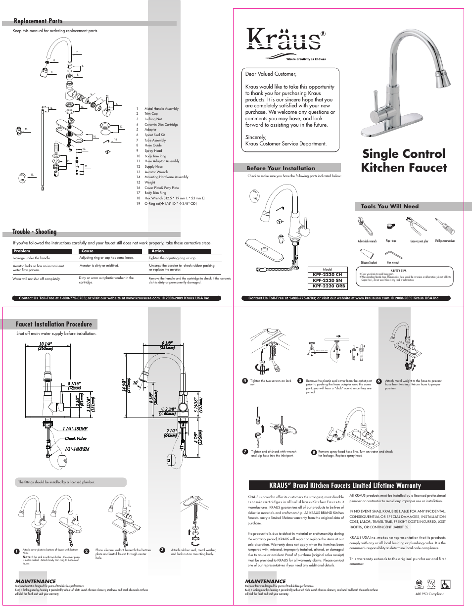 Kraus KHU123-32-KPF2220-KSD30 User Manual | 1 page