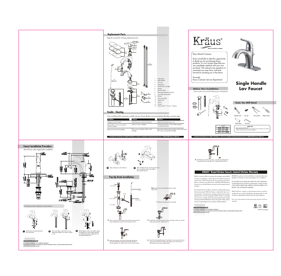 Kraus FUS-1011 User Manual | 1 page