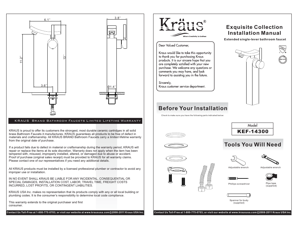 Kraus C-KCV-141-14300CH User Manual | 2 pages