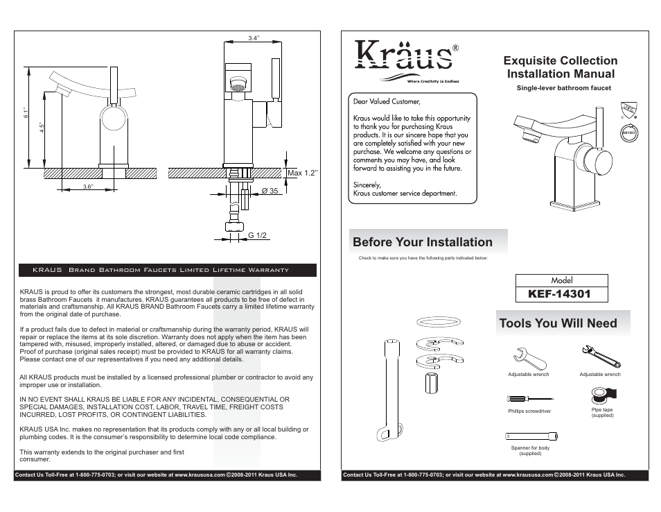 Kraus C-KCV-150-14301 User Manual | 2 pages