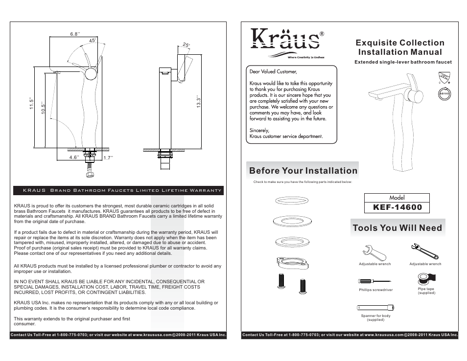 Kraus C-KCV-141-14600CH User Manual | 2 pages