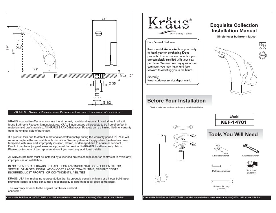 Kraus C-KCV-150-14701 User Manual | 2 pages