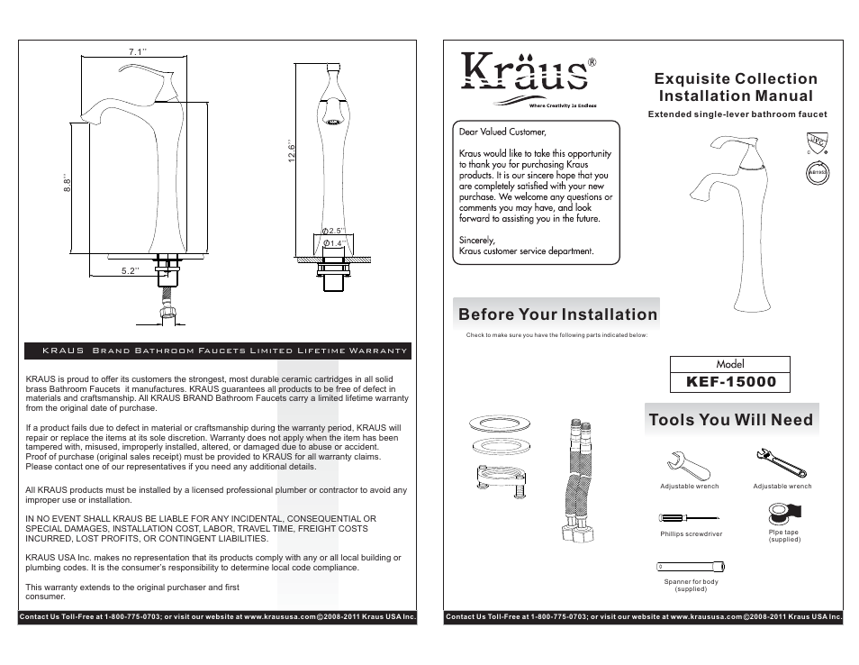 Kraus C-KCV-141-15000 User Manual | 2 pages