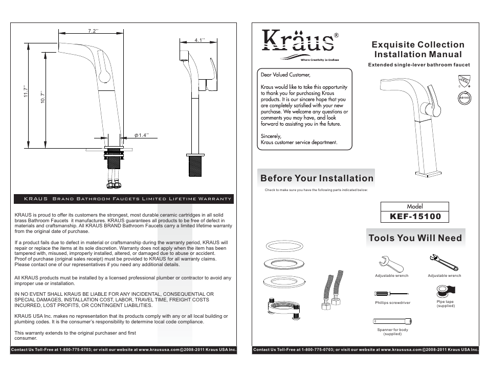 Kraus C-KCV-141-15100CH User Manual | 2 pages