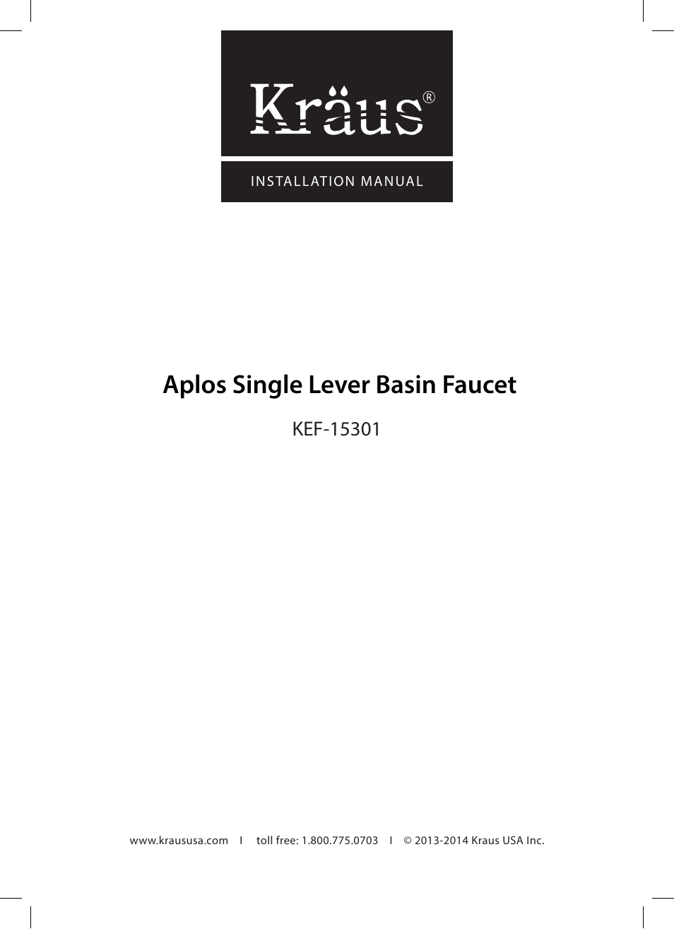 Kraus KEF-15301 User Manual | 16 pages