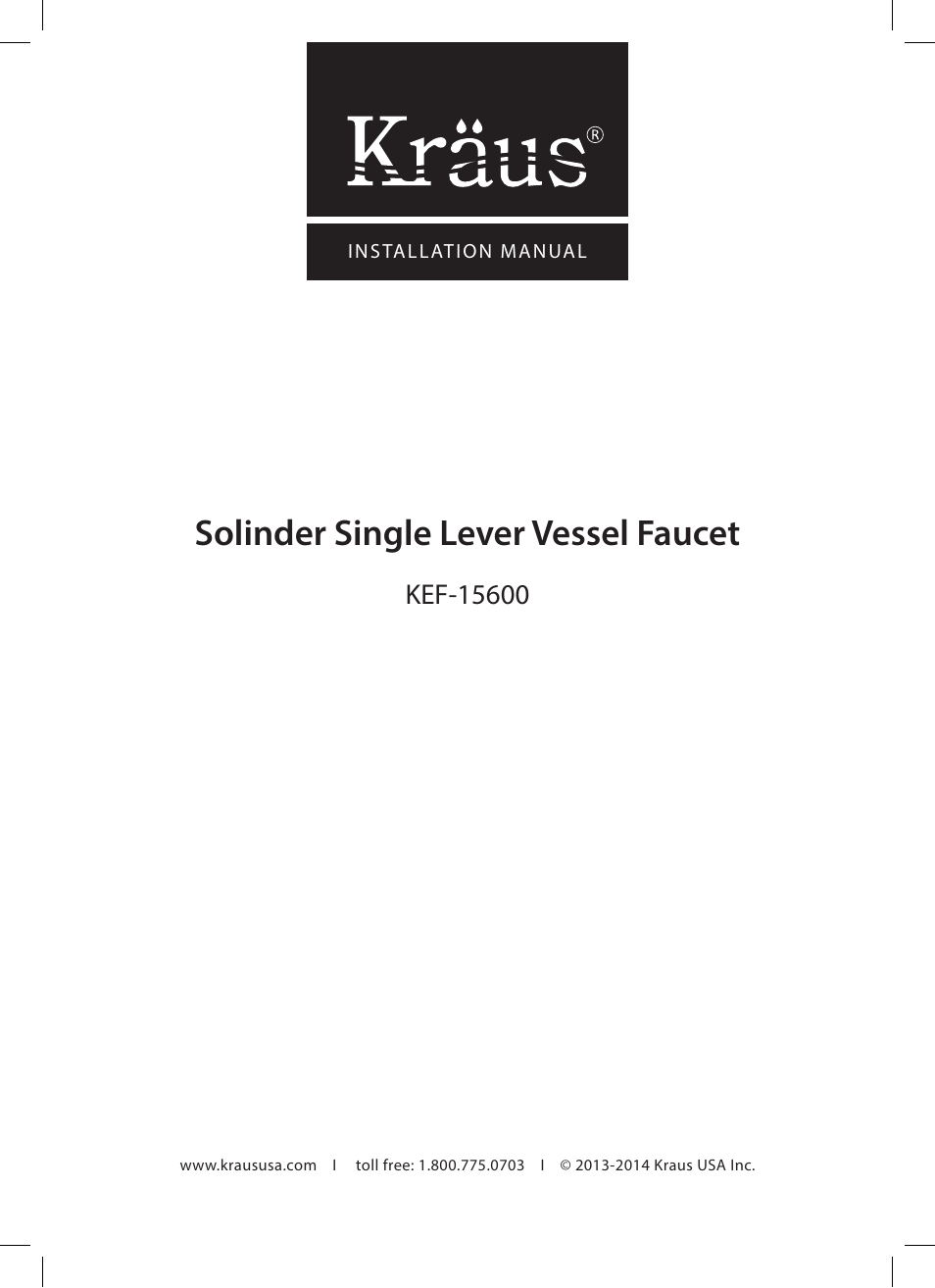 Kraus KEF-15600 User Manual | 12 pages