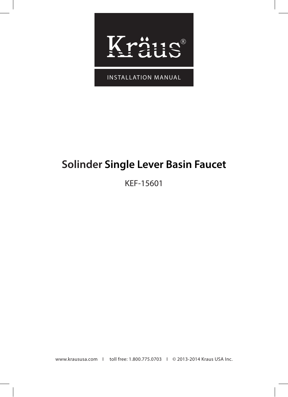 Kraus KEF-15601 User Manual | 16 pages