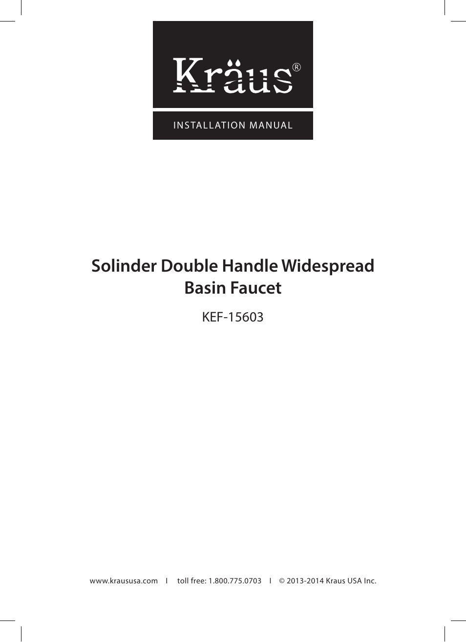 Kraus KEF-15603 User Manual | 16 pages