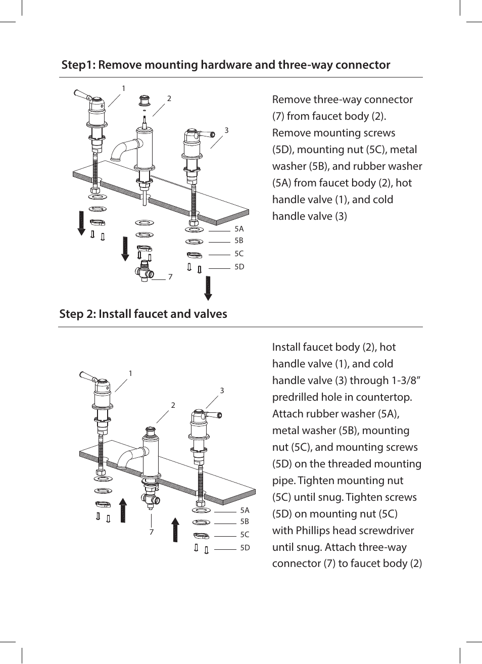 Step 2: install faucet and valves | Kraus KEF-15603 User Manual | Page 8 / 16