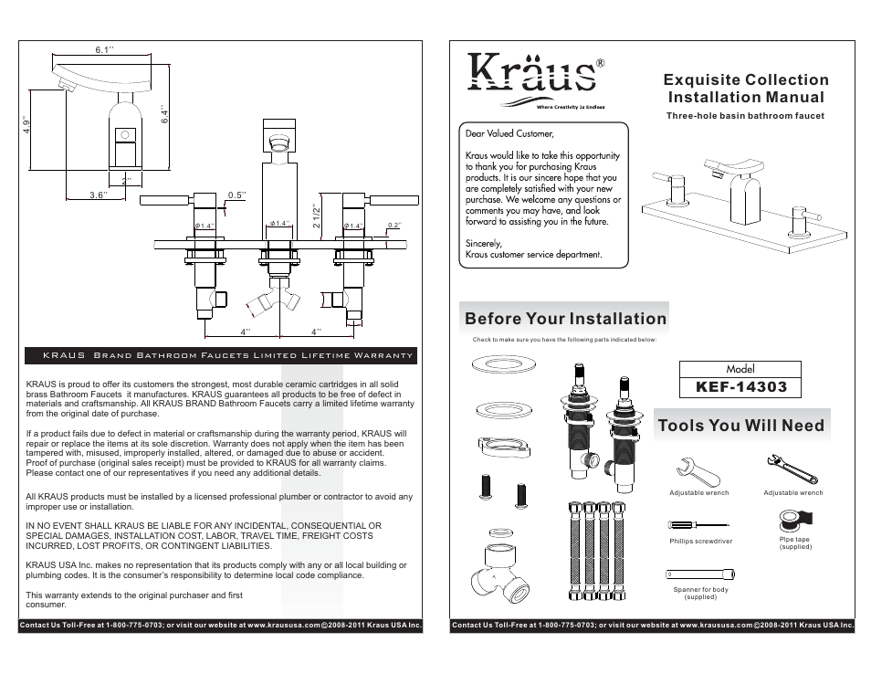 Kraus KEF-14303CH User Manual | 2 pages