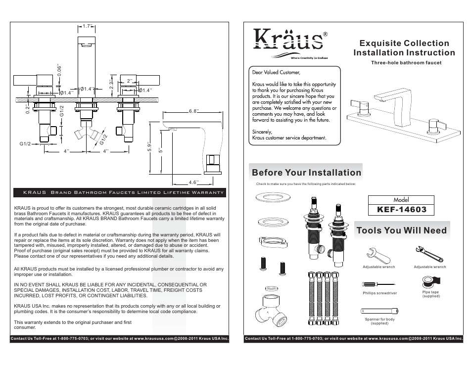 Kraus KEF-14606CH User Manual | 2 pages