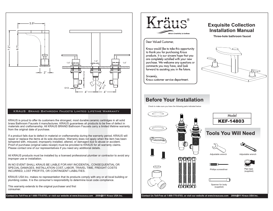 Kraus KEF-14803CH User Manual | 2 pages