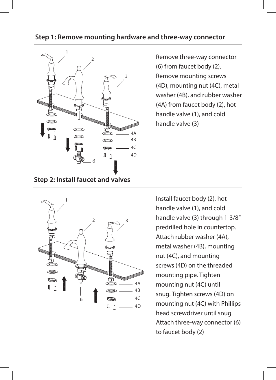 Step 2: install faucet and valves | Kraus KEF-15003 User Manual | Page 8 / 16