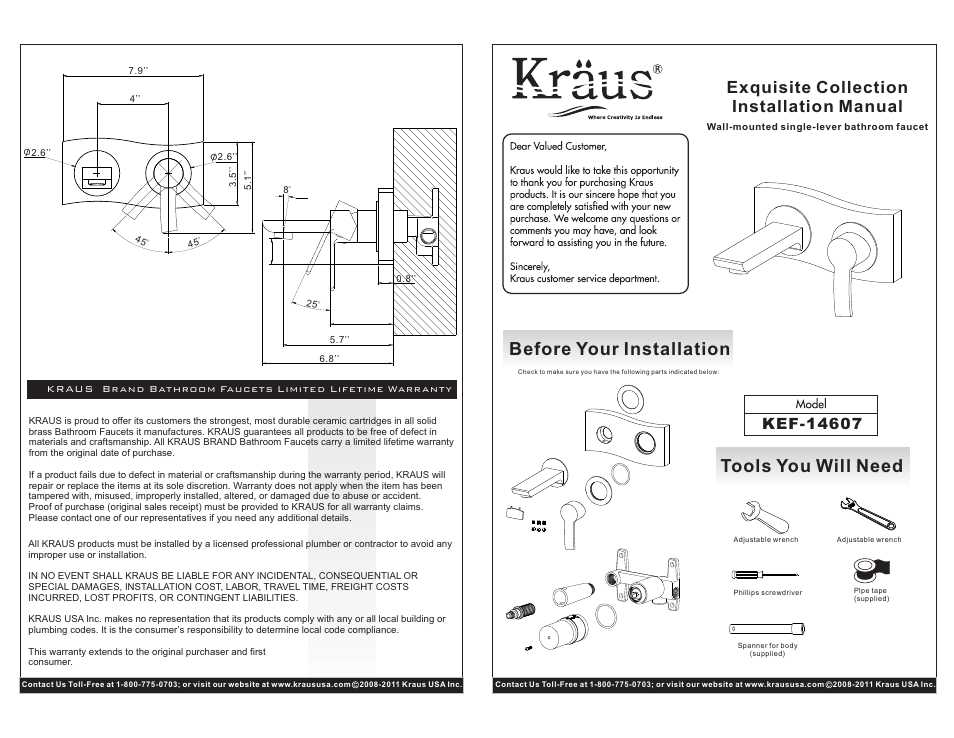 Kraus KEF-14607CH User Manual | 2 pages