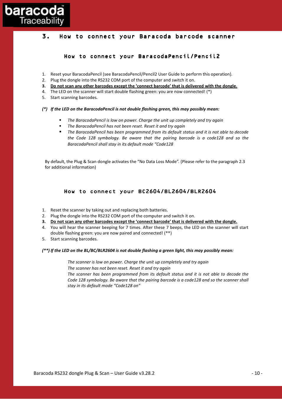 Baracoda BLUETOOTH RS232RS232 User Manual | Page 10 / 21