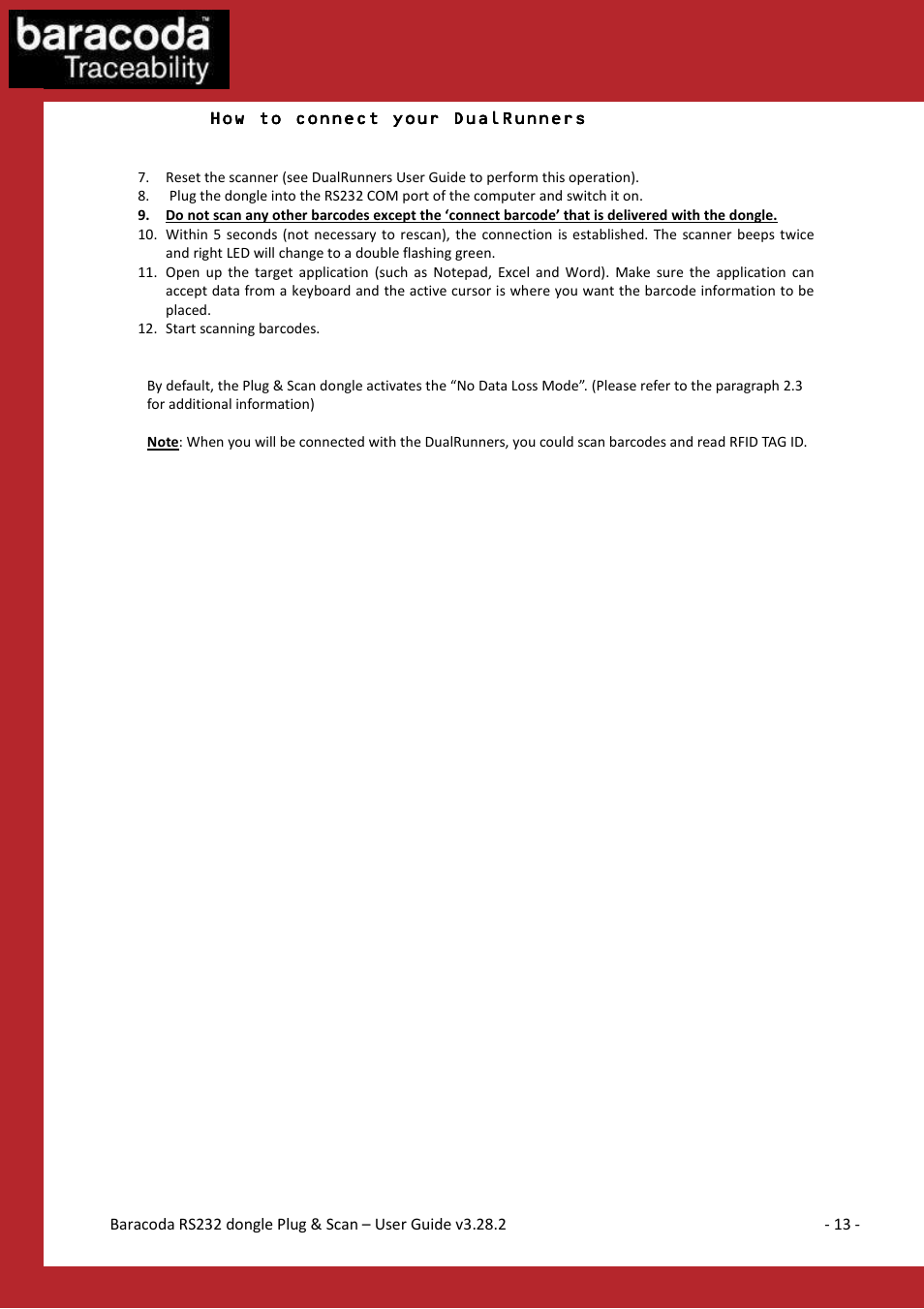 How to connect your dualrunners | Baracoda BLUETOOTH RS232RS232 User Manual | Page 13 / 21