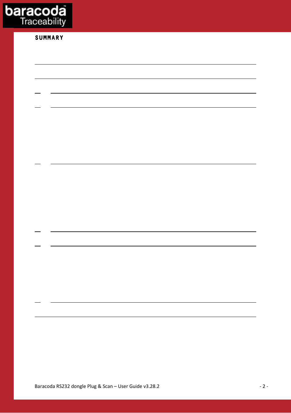 Summary, Data capture for workforce in motion | Baracoda BLUETOOTH RS232RS232 User Manual | Page 2 / 21