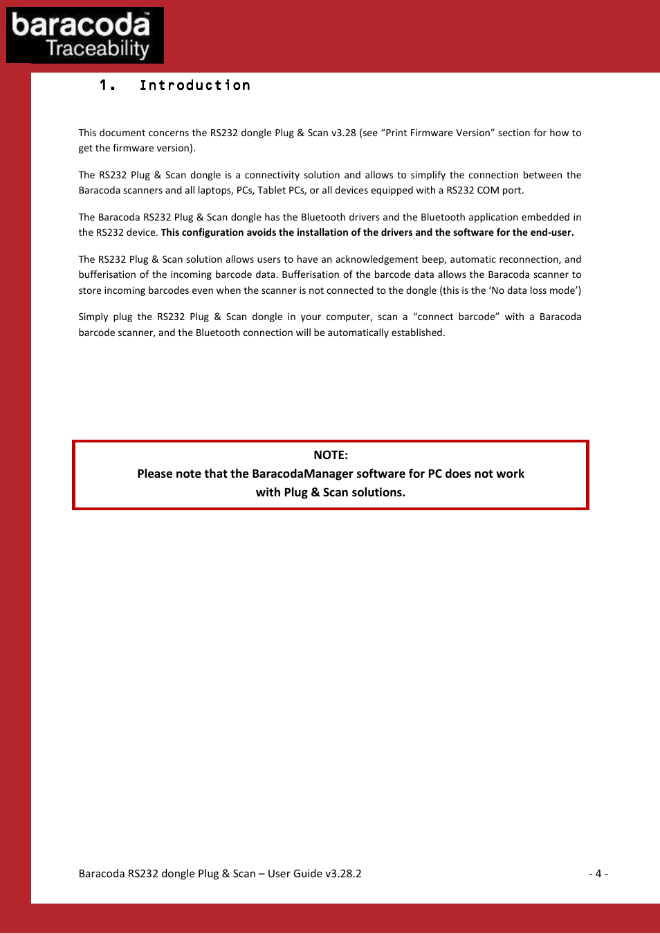 Baracoda BLUETOOTH RS232RS232 User Manual | Page 4 / 21