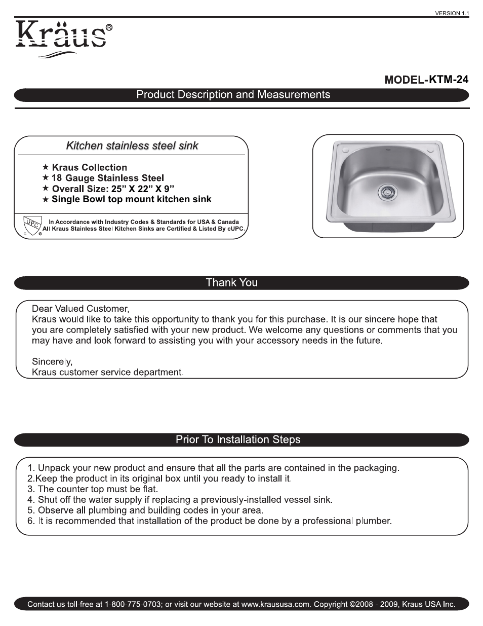 Kraus KTM24 User Manual | 4 pages