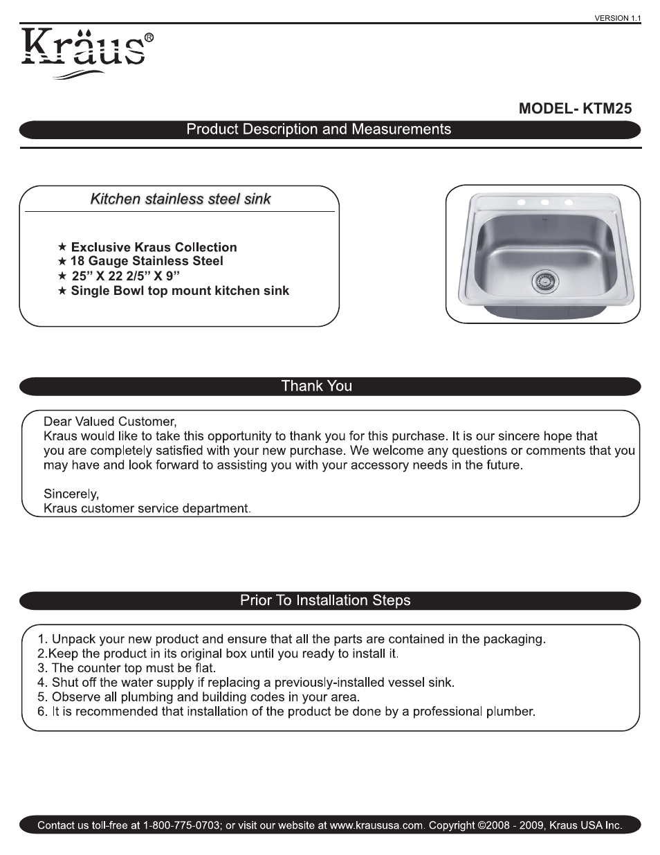 Kraus KTM25 User Manual | 4 pages