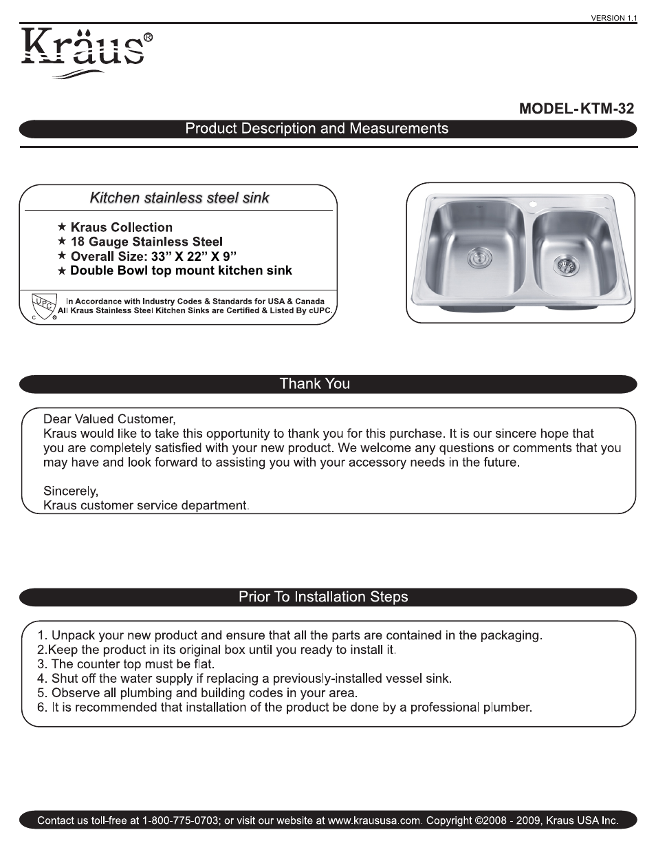 Kraus KTM32 User Manual | 4 pages