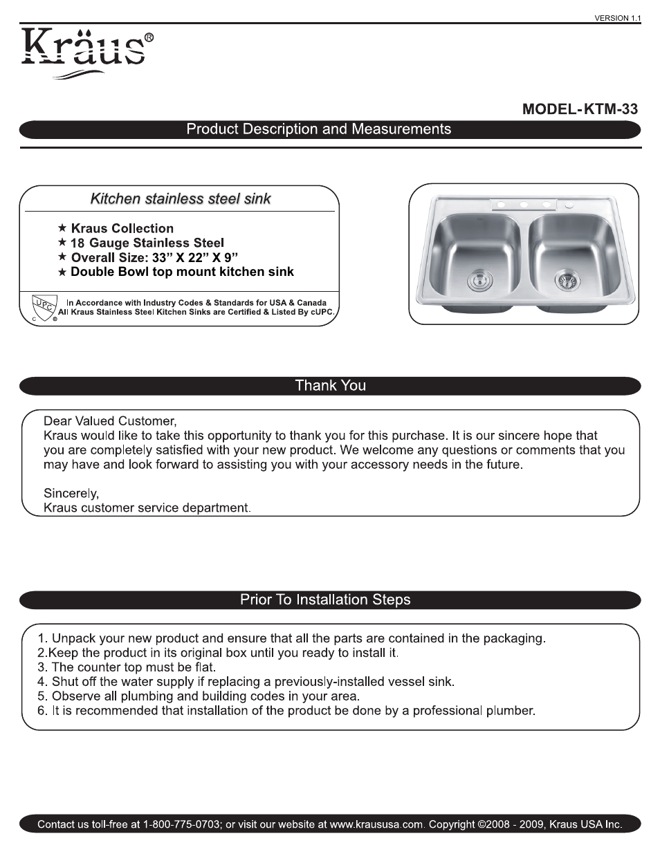 Kraus KTM33 User Manual | 4 pages