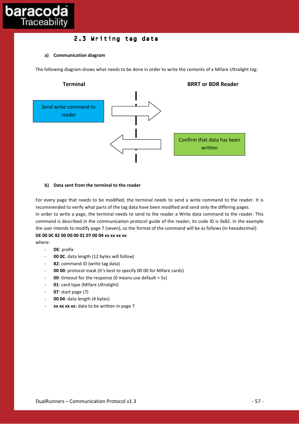 3 writing tag data | Baracoda Barcode Reader User Manual | Page 57 / 83