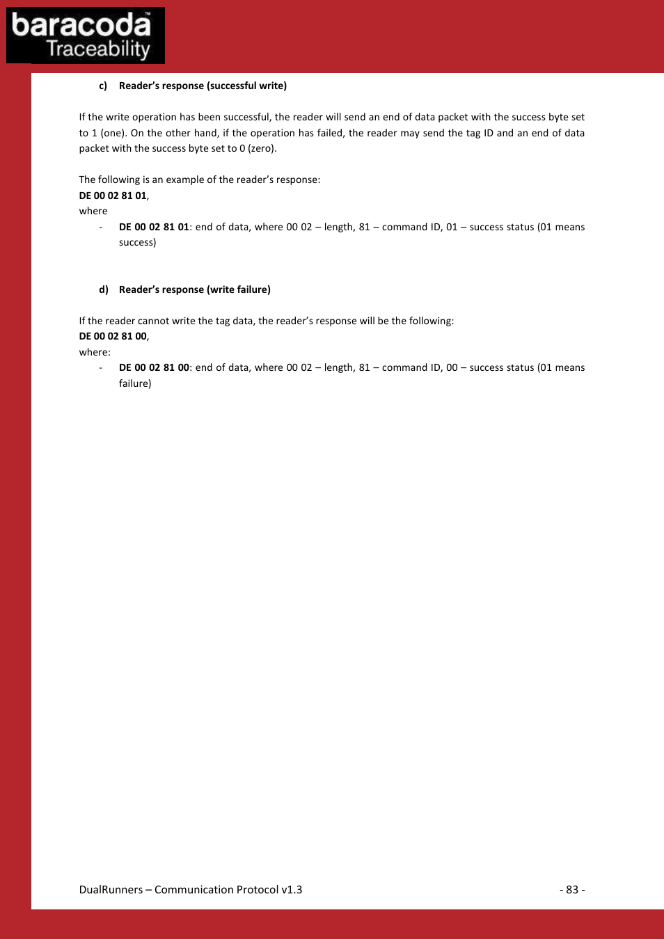 Baracoda Barcode Reader User Manual | Page 83 / 83