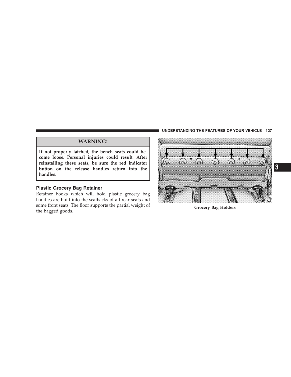 Plastic grocery bag retainer | Dodge 2005 Grand Caravan User Manual | Page 127 / 480