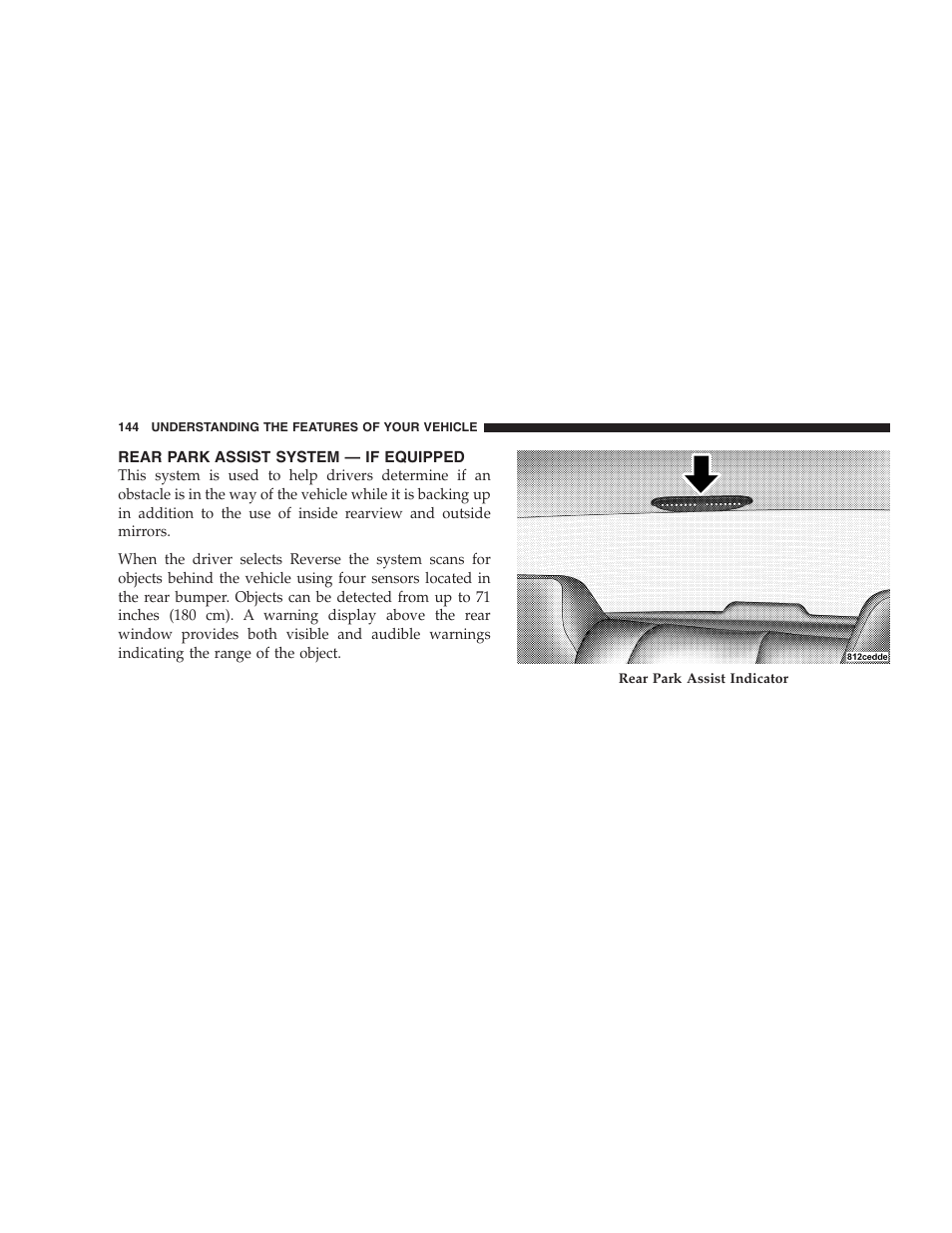 Rear park assist system — if equipped | Dodge 2005 Grand Caravan User Manual | Page 144 / 480
