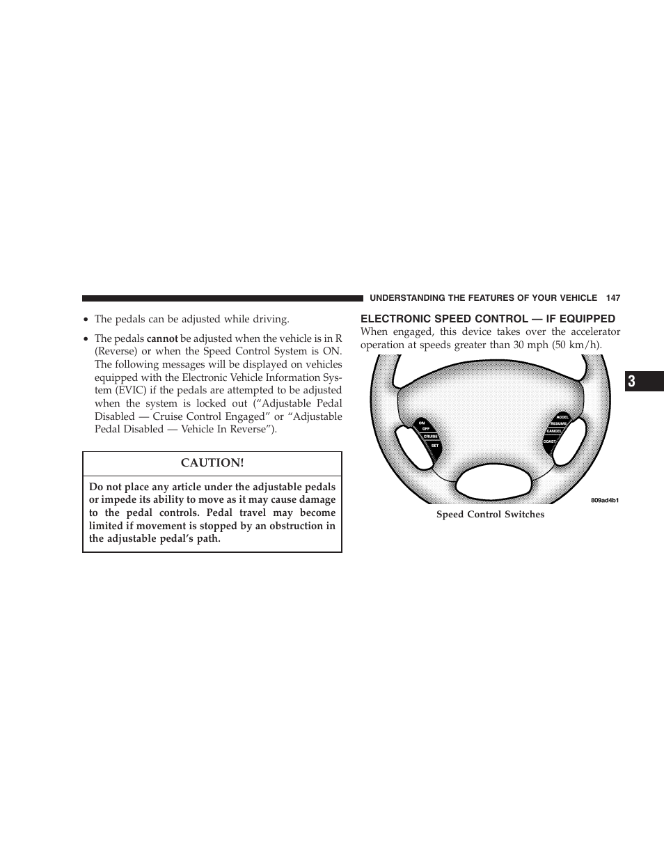 Electronic speed control — if equipped | Dodge 2005 Grand Caravan User Manual | Page 147 / 480