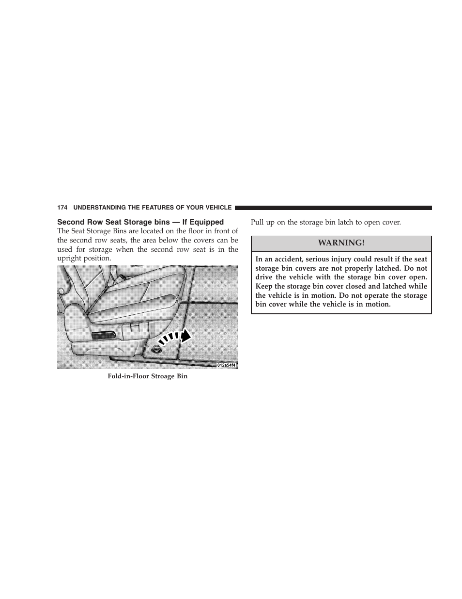 Second row seat storage bins, If equipped | Dodge 2005 Grand Caravan User Manual | Page 174 / 480