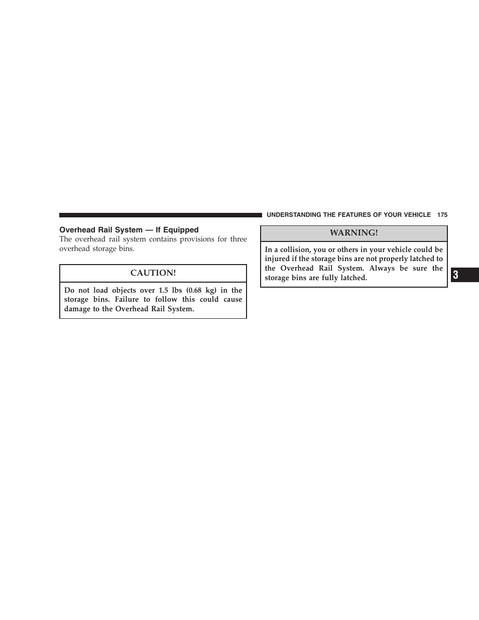 Overhead rail system — if equipped | Dodge 2005 Grand Caravan User Manual | Page 175 / 480