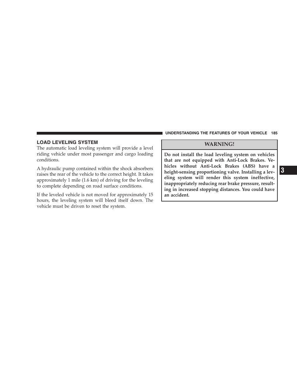 Load leveling system | Dodge 2005 Grand Caravan User Manual | Page 185 / 480