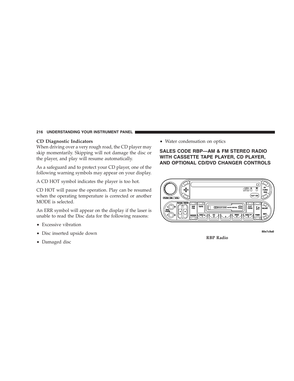 Sales code rbp—am & fm stereo radio with | Dodge 2005 Grand Caravan User Manual | Page 216 / 480
