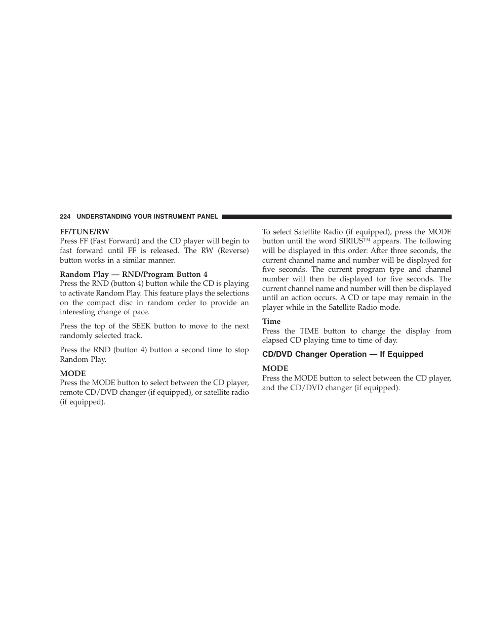 Cd/dvd changer operation, If equipped | Dodge 2005 Grand Caravan User Manual | Page 224 / 480