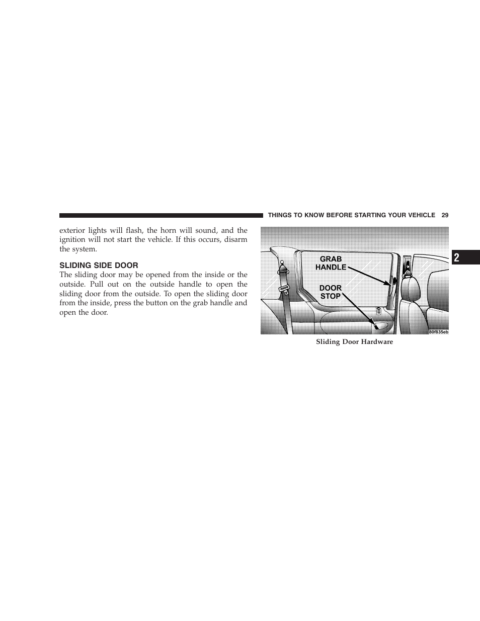 Sliding side door | Dodge 2005 Grand Caravan User Manual | Page 29 / 480