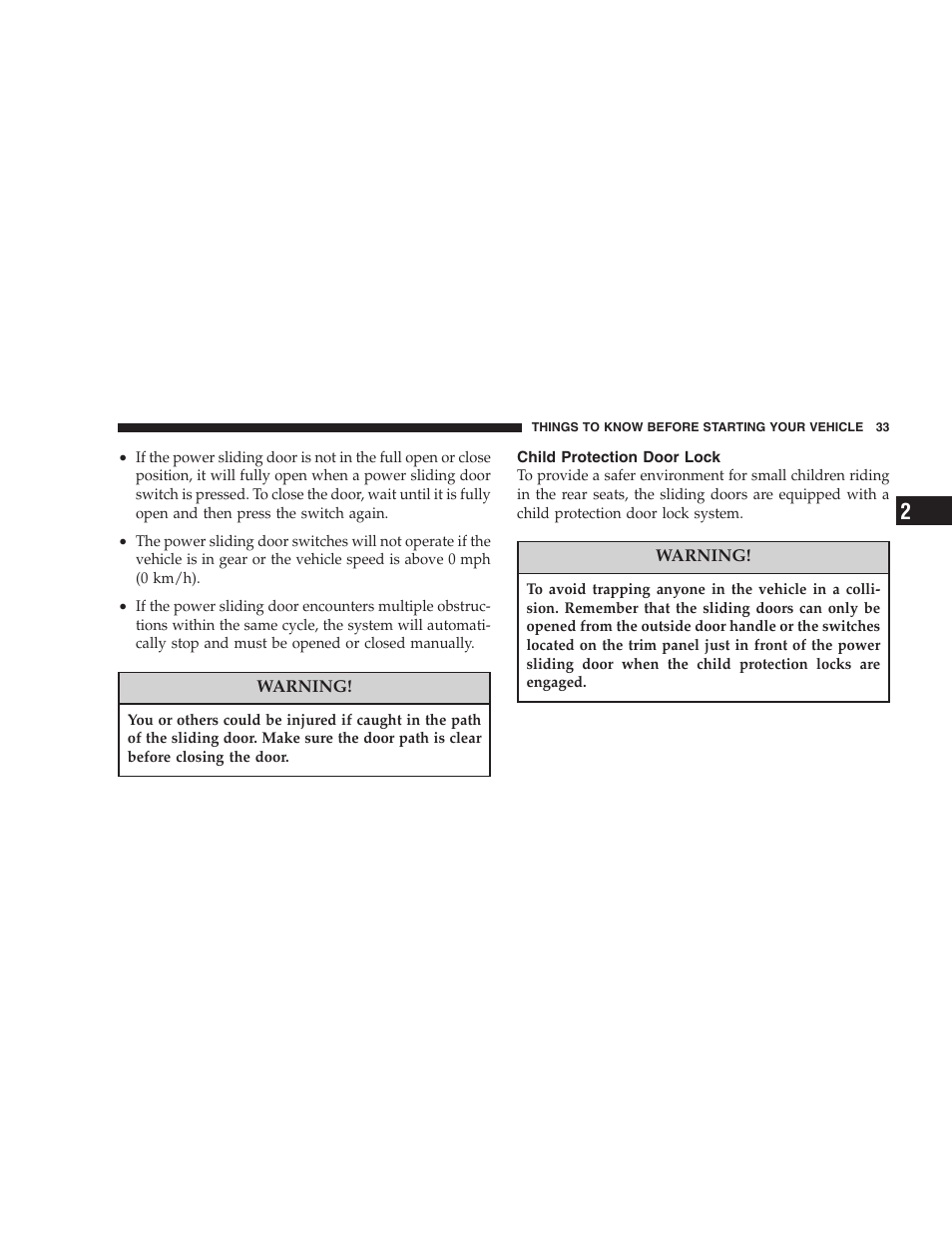 Child protection door lock | Dodge 2005 Grand Caravan User Manual | Page 33 / 480