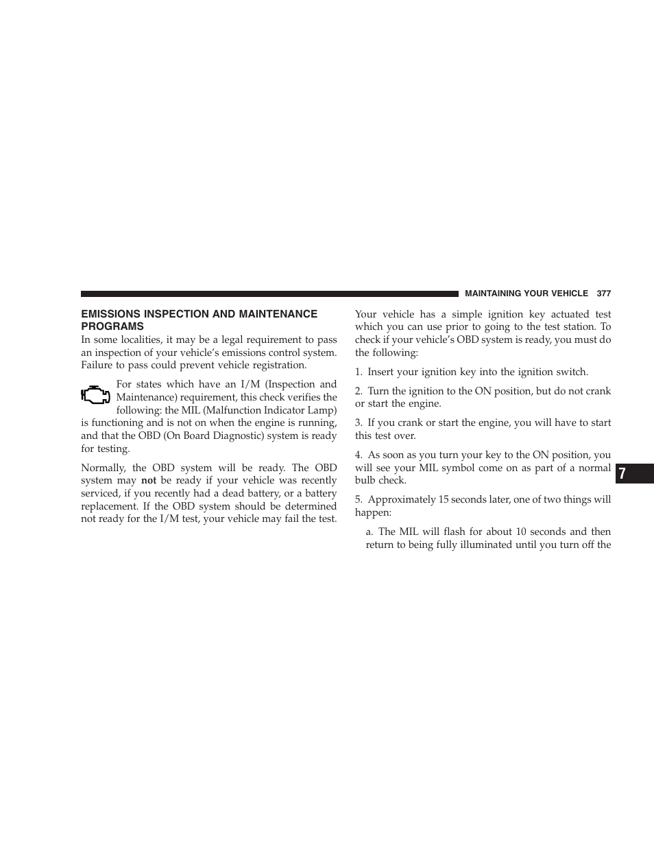 Emissions inspection and, Maintenance programs | Dodge 2005 Grand Caravan User Manual | Page 377 / 480