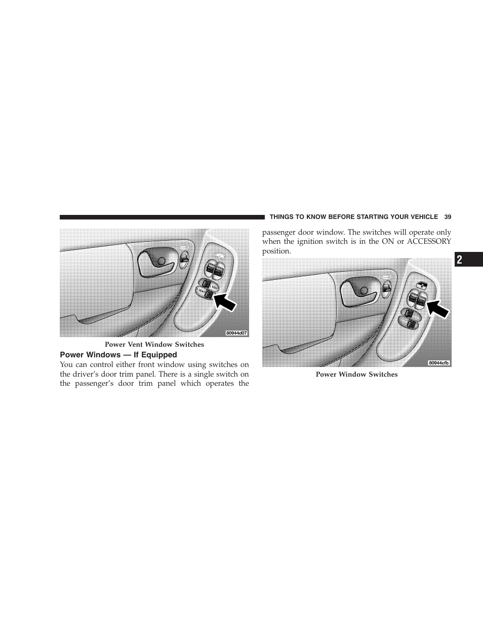 Power windows — if equipped | Dodge 2005 Grand Caravan User Manual | Page 39 / 480
