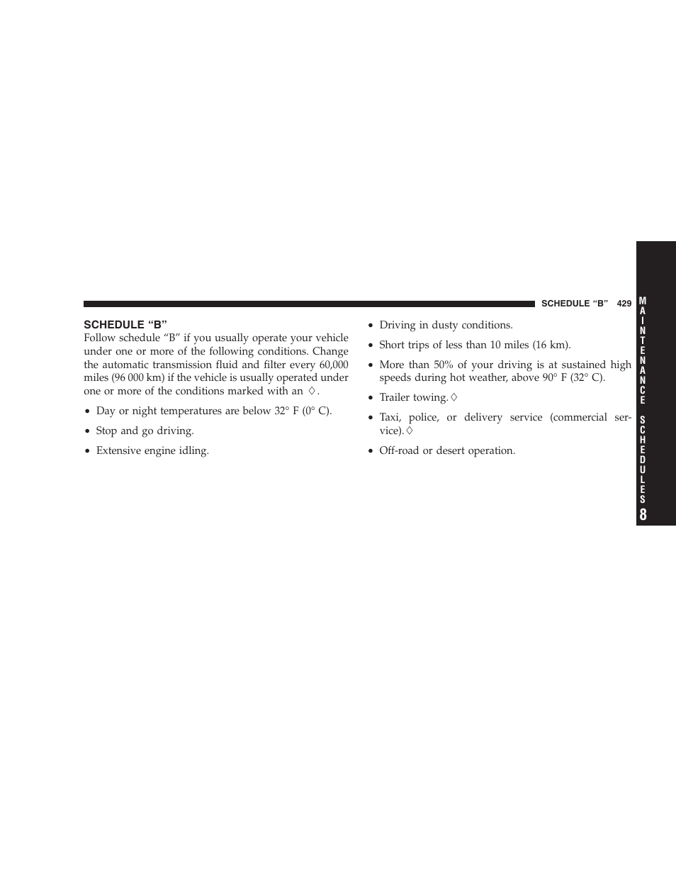 Schedule “b | Dodge 2005 Grand Caravan User Manual | Page 429 / 480