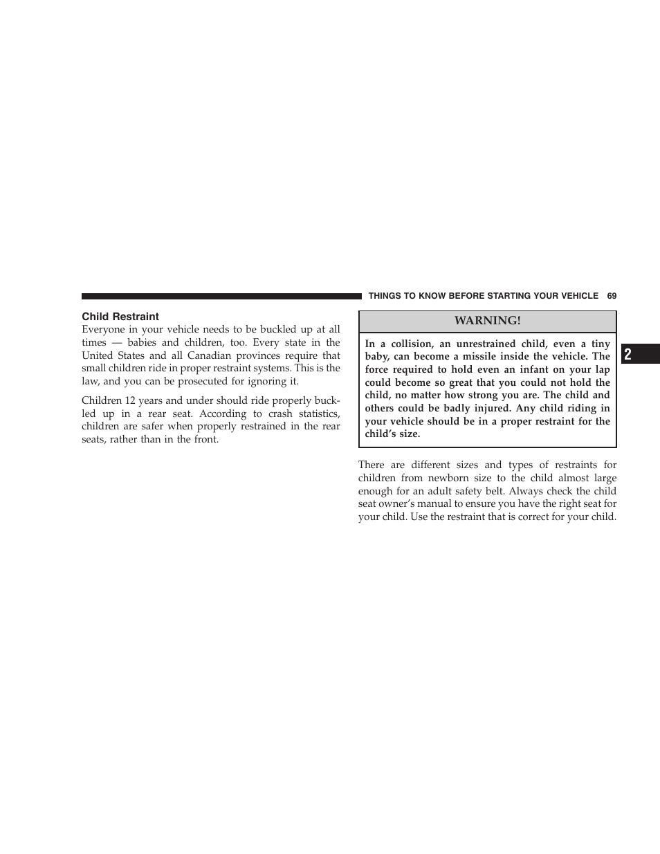 Child restraint | Dodge 2005 Grand Caravan User Manual | Page 69 / 480