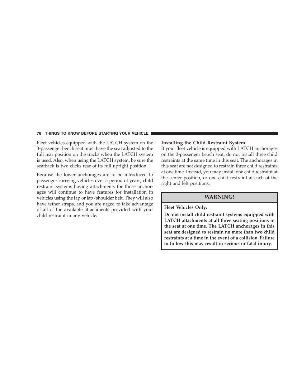 Dodge 2005 Grand Caravan User Manual | Page 76 / 480