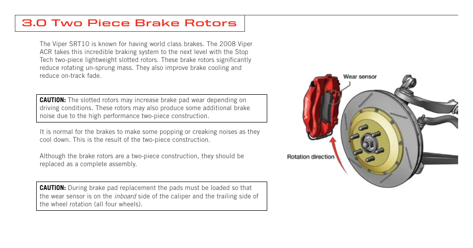 0 two piece brake rotors | Dodge 2008 Viper Supplement User Manual | Page 11 / 28