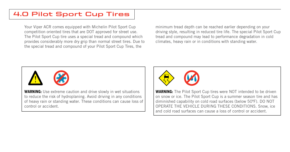 0 pilot sport cup tires | Dodge 2008 Viper Supplement User Manual | Page 14 / 28