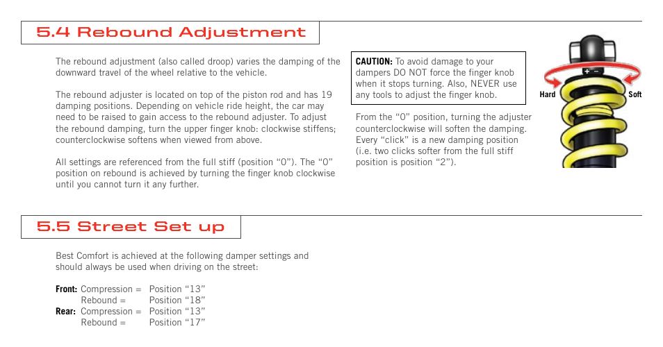 4 rebound adjustment, 5 street set up | Dodge 2008 Viper Supplement User Manual | Page 19 / 28