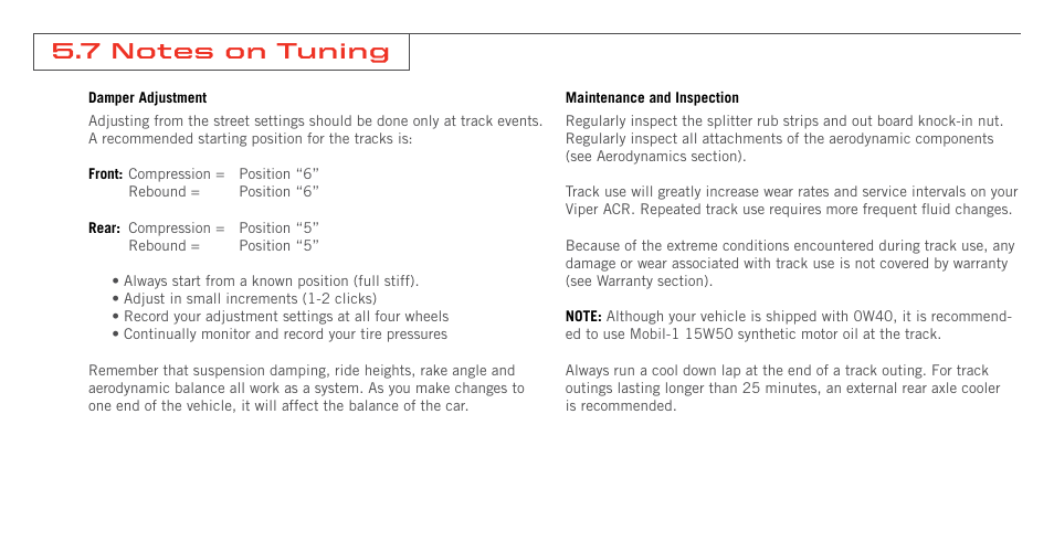 7 notes on tuning | Dodge 2008 Viper Supplement User Manual | Page 21 / 28